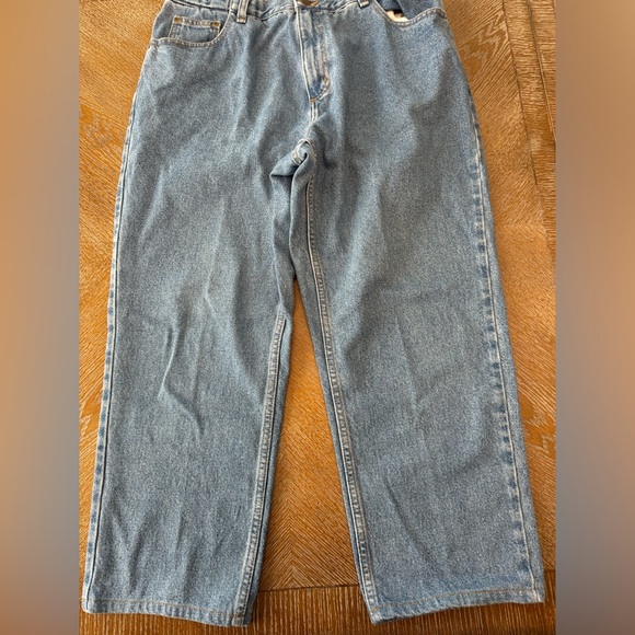 LL Bean Sz 16 Petite Relaxed Fit Blue Denim Pants waist 34” Inseam 26” Cotton - Picture 4 of 7